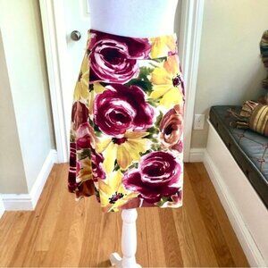 Anthropologie Odille Cotton Skirt in Rose Floral Print in Pink Yellow Multi (6)